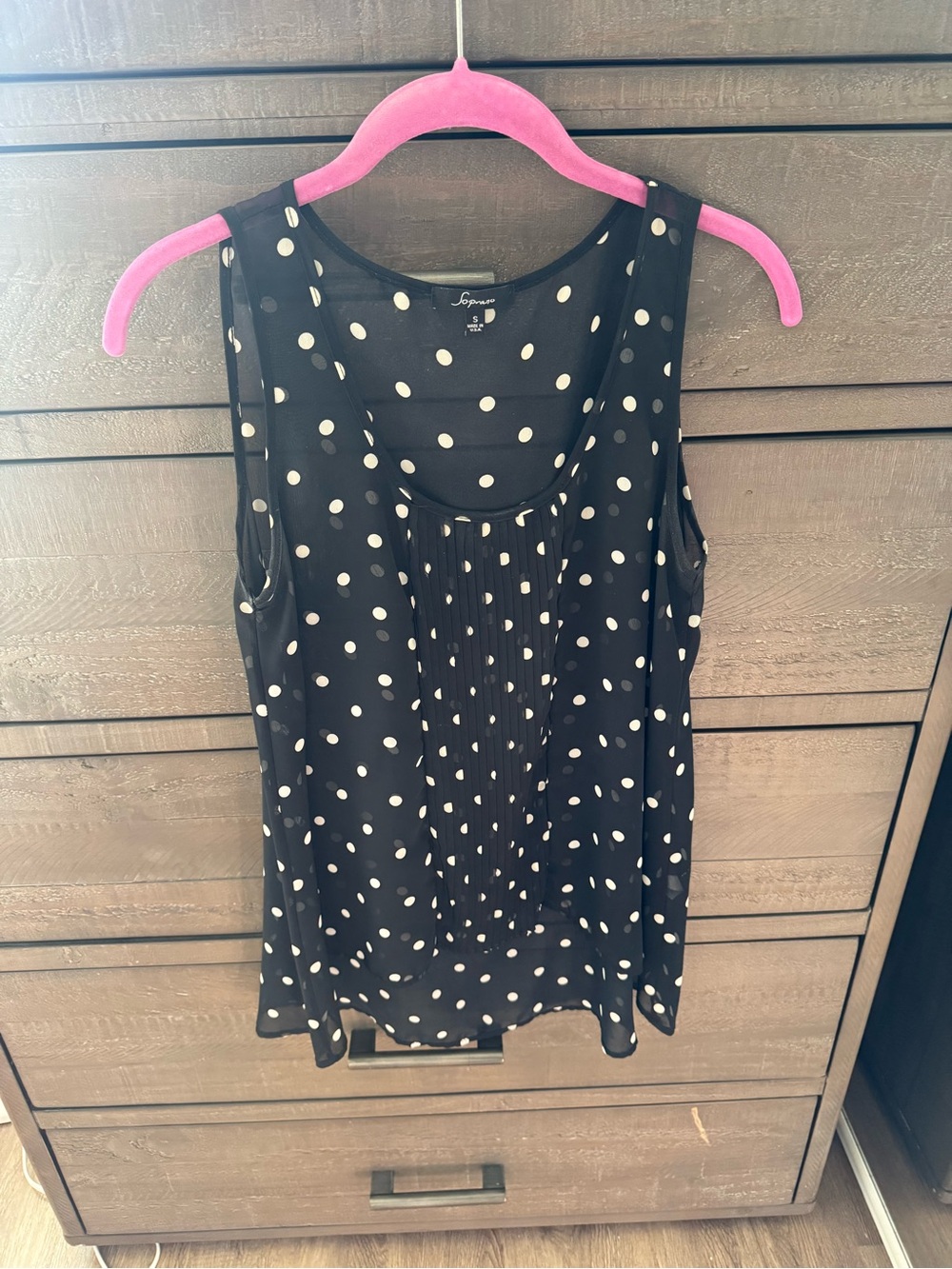 Soprano Black and White Polka Dot Sleeveless Camisole